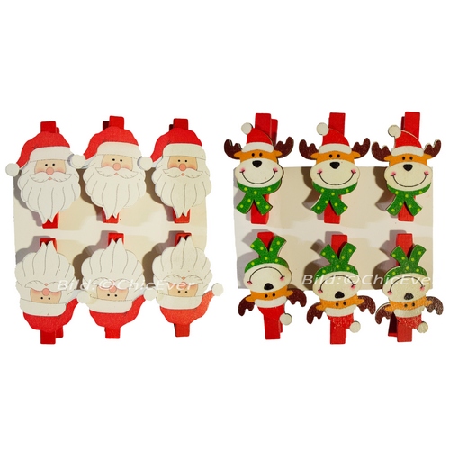 12 Klammern Holz Elche Nikolaus Christbaumschmuck Weihnachten Weihnachtsbaum Deko - zum Schließen ins Bild klicken